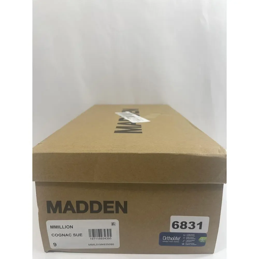Madden MMILLION Shoes Men's Size 9 Cognac Suede Slip On Loafers New Box
